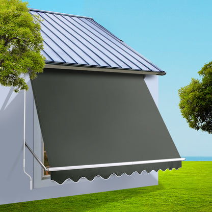 Instahut Window Fixed Pivot Arm Awning Patio Outdoor Blinds Retractable 2.8X2.1M-Home &amp; Garden &gt; Shading-PEROZ Accessories