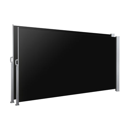 Instahut Side Awning Outdoor Blinds Retractable Privacy Screen 2X3M Black 2pcs-Home &amp; Garden &gt; Shading-PEROZ Accessories
