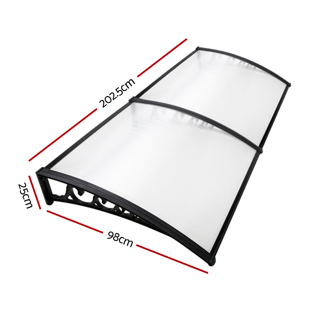 Instahut DIY Window Door Awning Shade 1 x 2m - Transparent-Home &amp; Garden &gt; Shading-PEROZ Accessories
