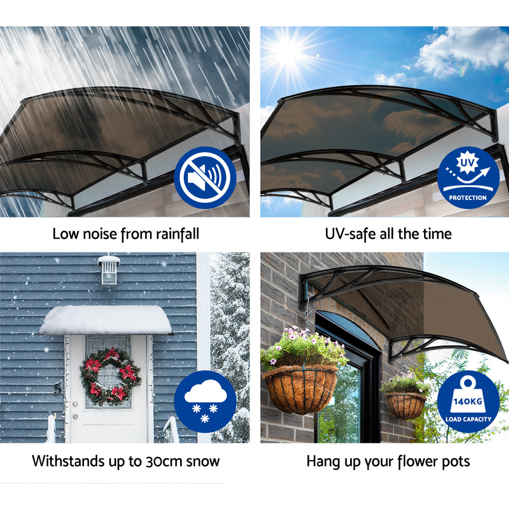 Instahut Window Door Awning Door Canopy Patio UV Sun Shield BROWN 1mx2m DIY-Home &amp; Garden &gt; Shading-PEROZ Accessories