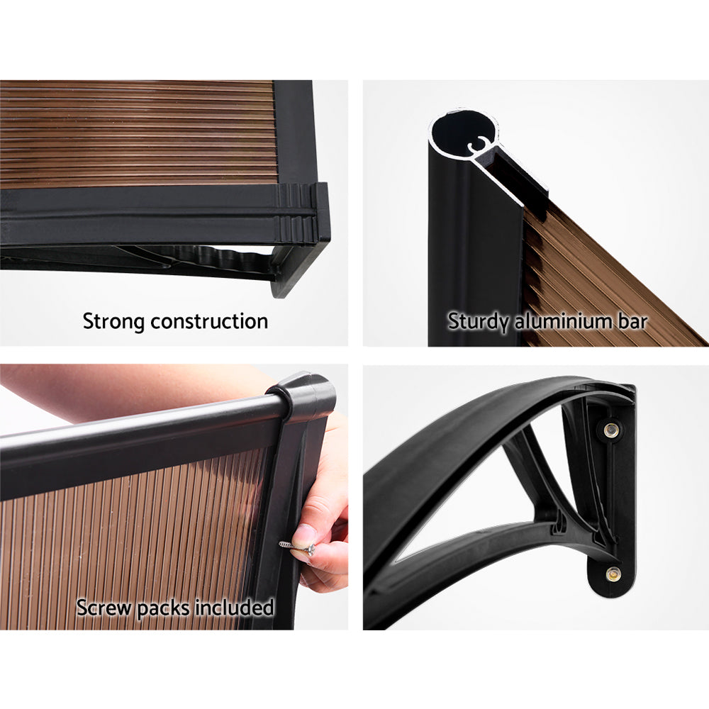 Instahut Window Door Awning Door Canopy Patio UV Sun Shield BROWN 1mx2m DIY-Home &amp; Garden &gt; Shading-PEROZ Accessories