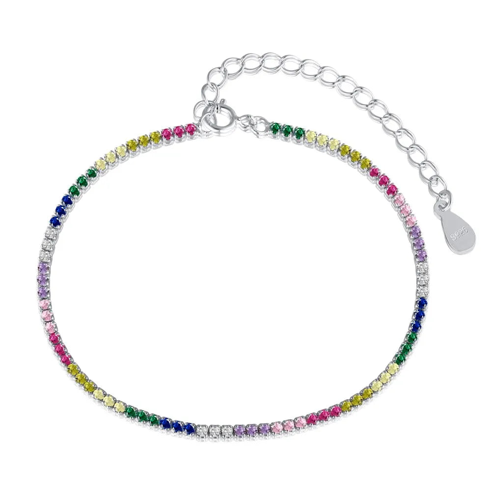 Anyco Bracelet Summer Fine Jewelry Colorful Stone Adjustable Stackable 925 Sliver Bracelet Women Beaded Bracelets Bangles-Bracelets-PEROZ Accessories