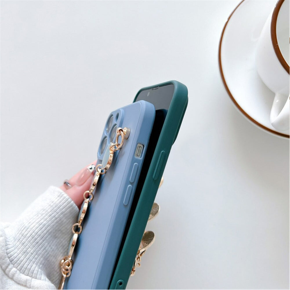 Anymob iPhone Black Luxury Heart Bracelet Silicon Phone Chain Case For IOS Stylish Wrist Chain Fashion Cover Compatible-Mobile Phone Cases-PEROZ Accessories