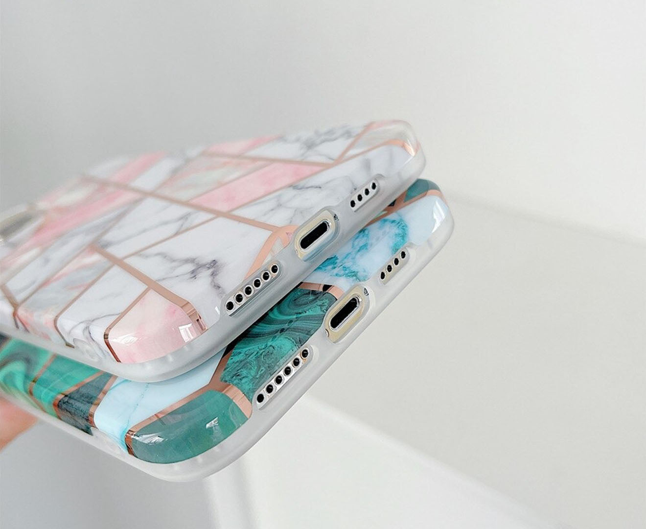 Anymob iPhone Violet Electroplated Geometric Soft Silicon Cover For IOS Marble Phone Case iPhone Compatible-Mobile Phone Cases-PEROZ Accessories