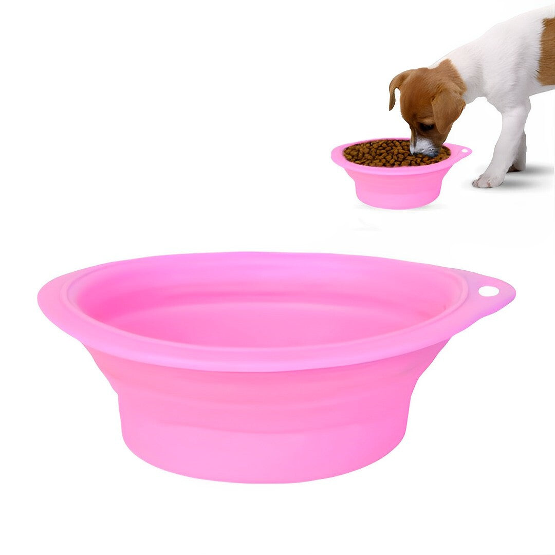 AnyWags Pink Dog Folding Bowl Convenient Portable Lightweight Easy to Carry Perfect for Travel-Pet Feeder-PEROZ Accessories