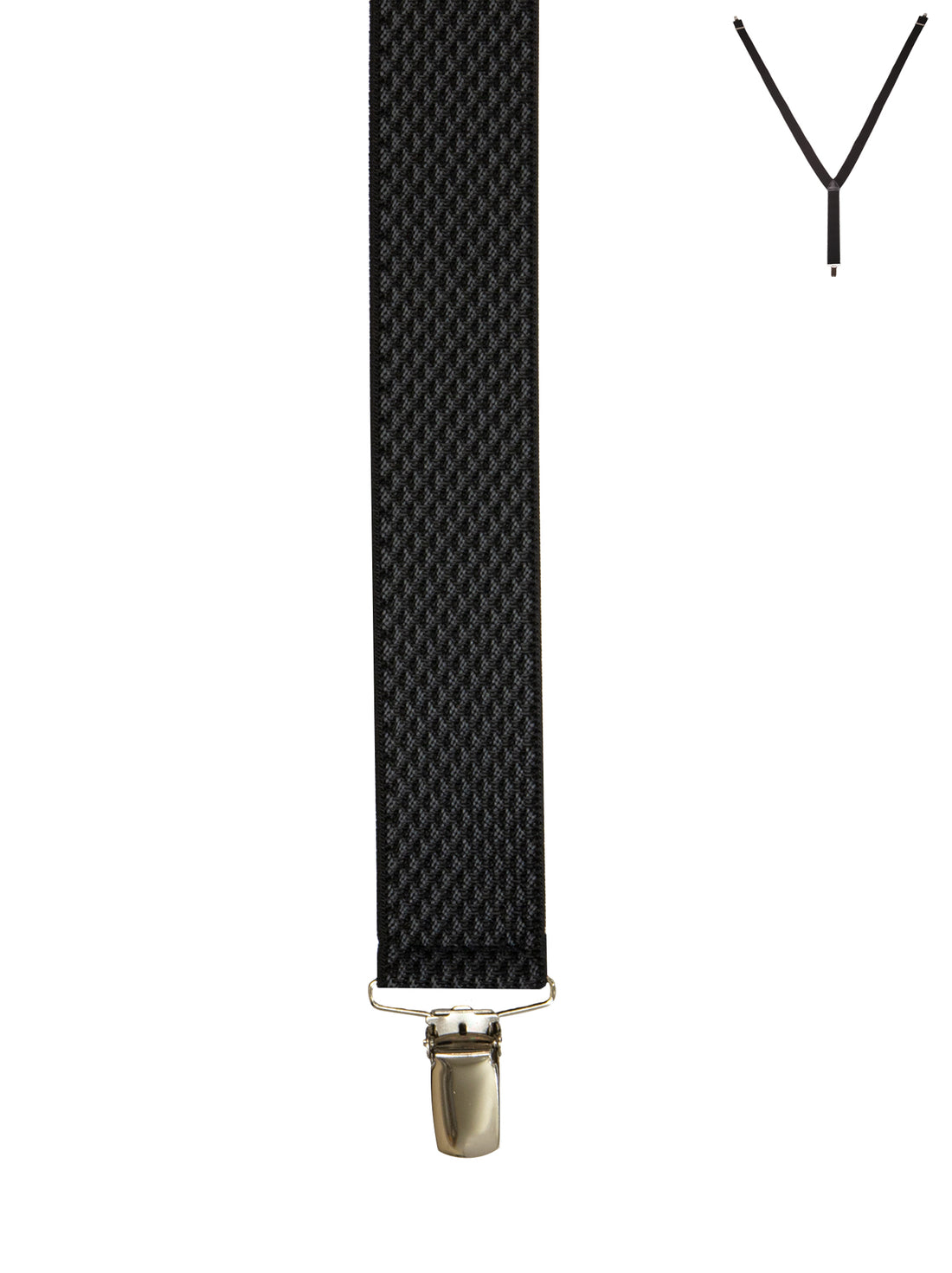 BRACES. Y-Back with Nickel Clips. Jacquard Print. Black. 35mm width.-Braces-PEROZ Accessories