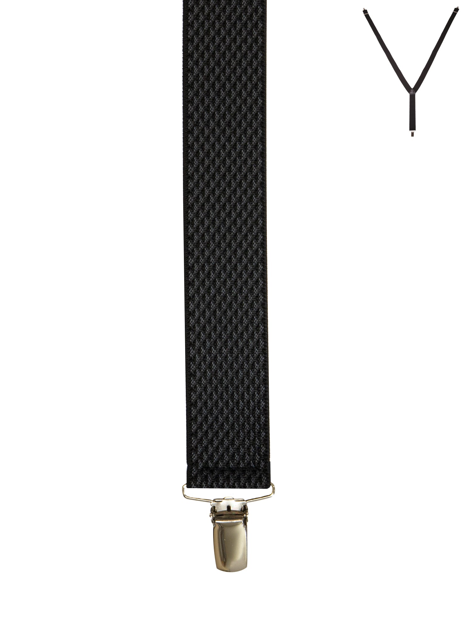 BRACES. Y-Back with Nickel Clips. Jacquard Print. Black. 35mm width.-Braces-PEROZ Accessories