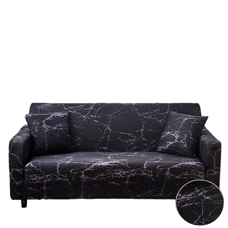 Anyhouz 4 Seater Sofa Cover Marble Black Style and Protection For Living Room Sofa Chair Elastic Stretchable Slipcover-Slipcovers-PEROZ Accessories