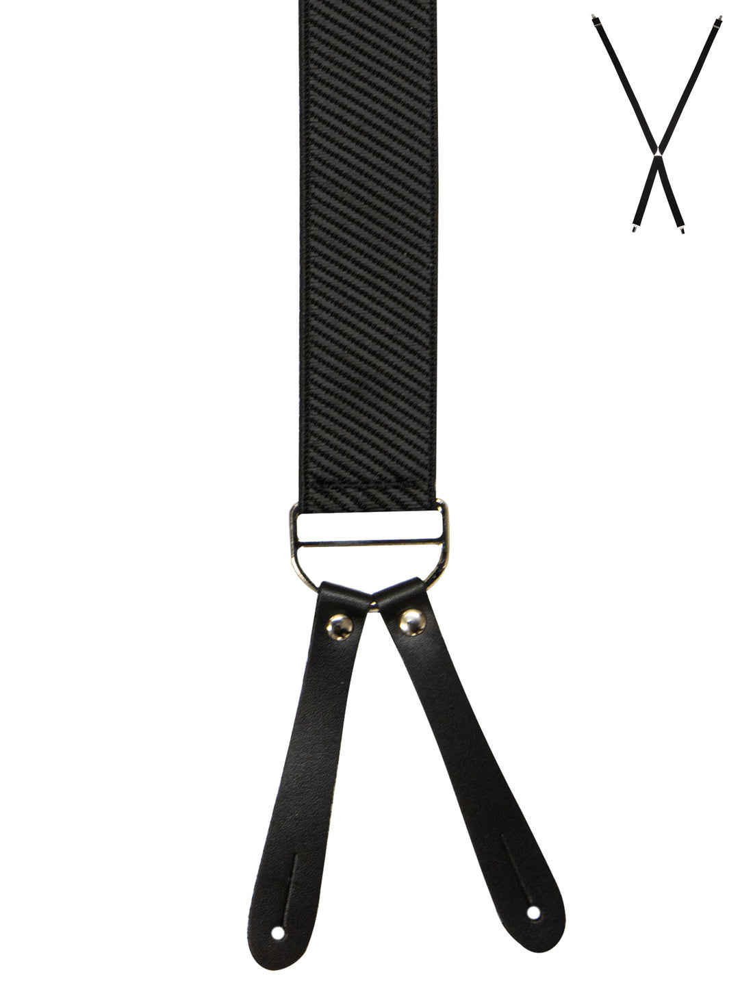 BRACES. X-Back with Leather Ends. Diagonal Stripe Print. Black. 35mm width.-Braces-PEROZ Accessories