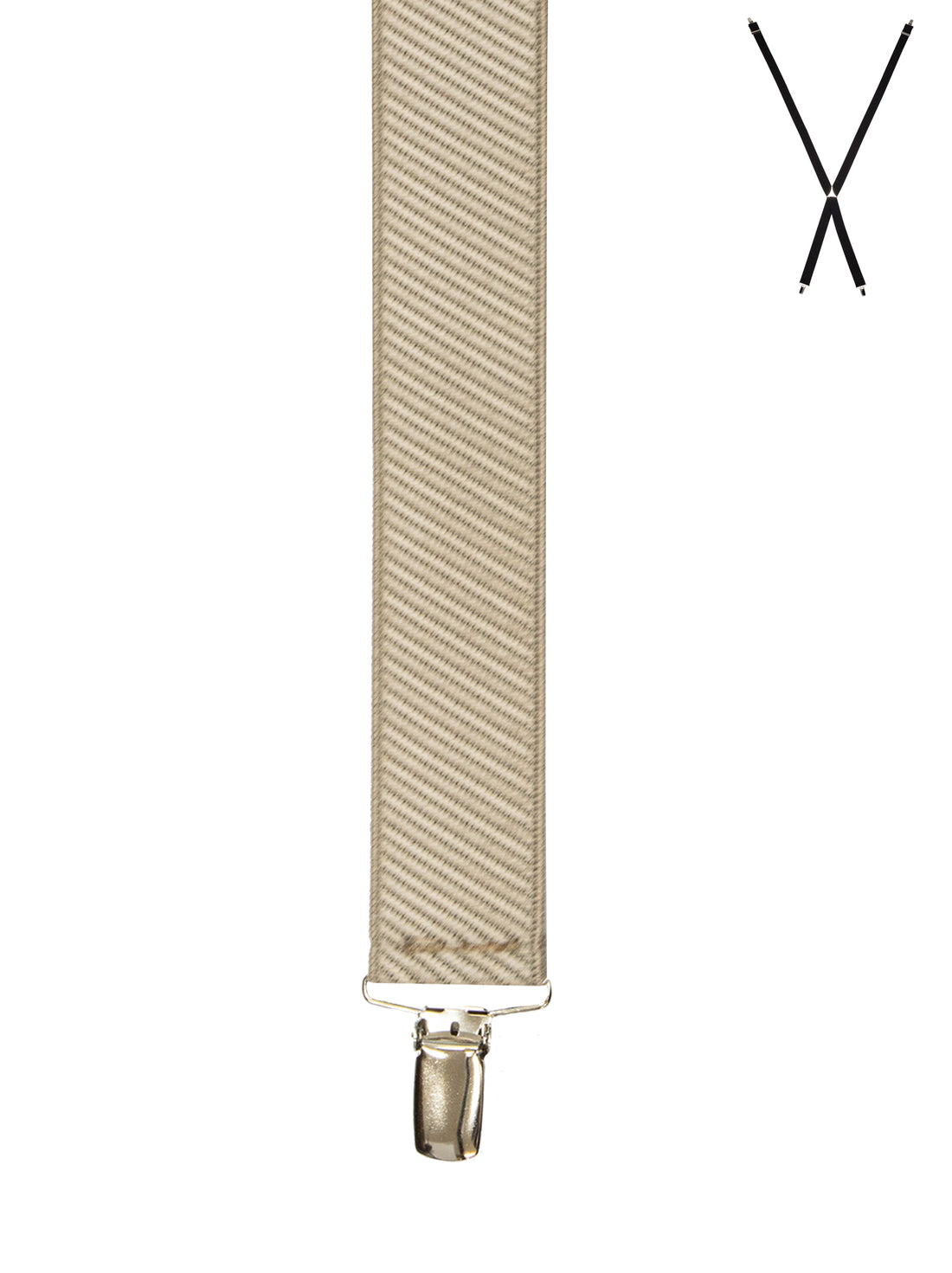 BRACES. X-Back with Nickel Clips. Diagonal Stripes Print. Beige. 35mm width.-Braces-PEROZ Accessories