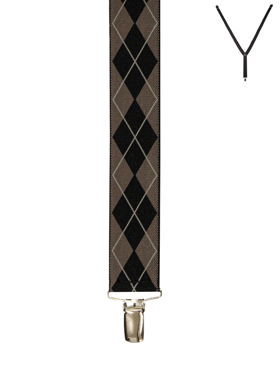 BRACES. Y-Back with Nickel Clips. Argyle Print. Beige. 35mm width.-Braces-PEROZ Accessories