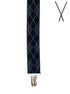 BRACES. X-Back with Nickel Clips. Argyle Print. Navy. 35mm width.-Braces-PEROZ Accessories