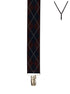 BRACES. Y-Back with Nickel Clips. Argyle Print. Burgundy. 35mm width.-Braces-PEROZ Accessories