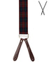 BRACES. X-Back with Leather Ends. Plaid Print. Red. 35mm width.-Braces-PEROZ Accessories