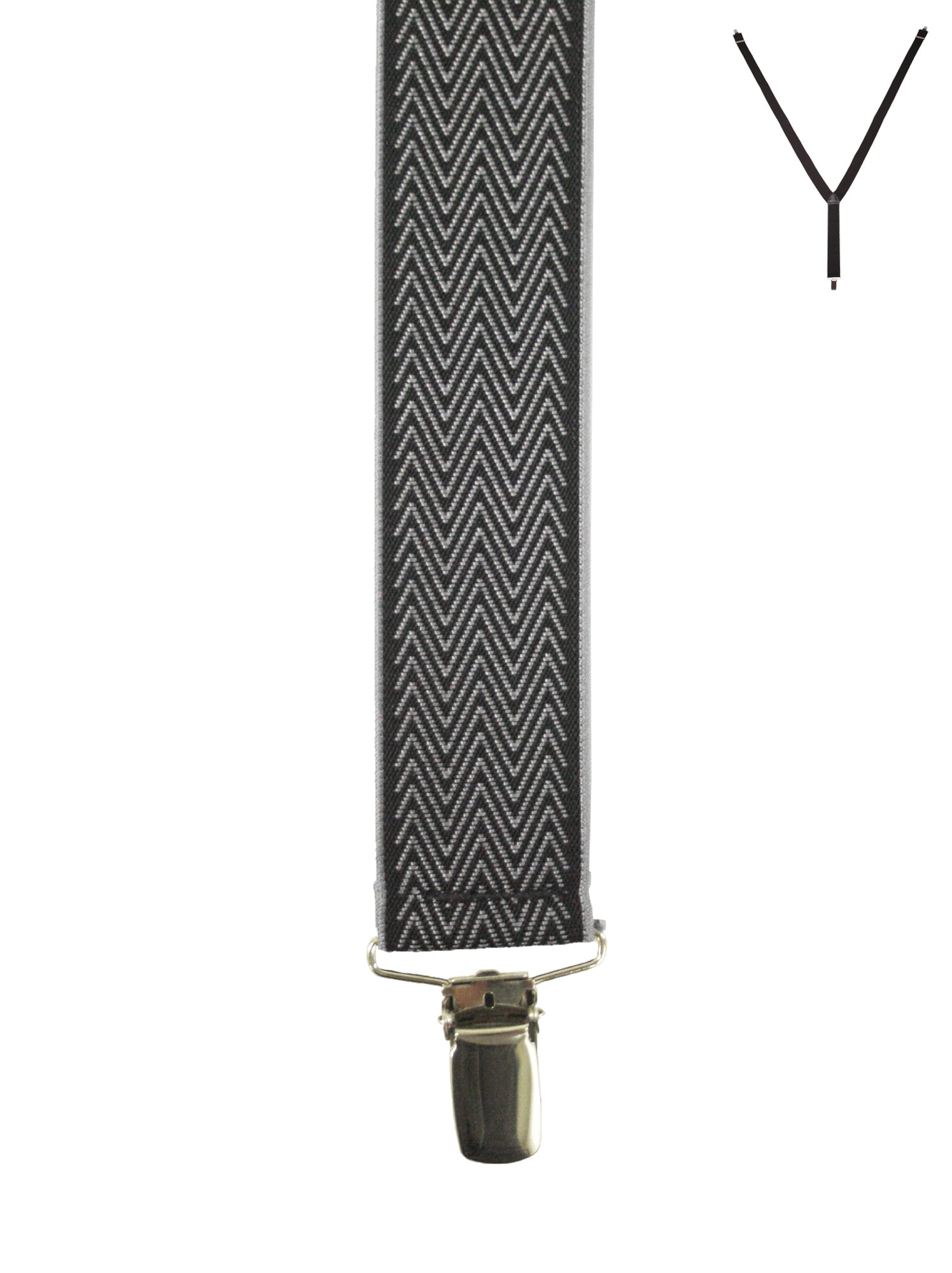 BRACES. Y-Back with Nickel Clips. Chevron Print. Black. 35mm width.-Braces-PEROZ Accessories