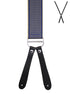 BRACES. X-Back with Leather Ends. Chevron Print. Navy/Gold. 35mm width.-Braces-PEROZ Accessories