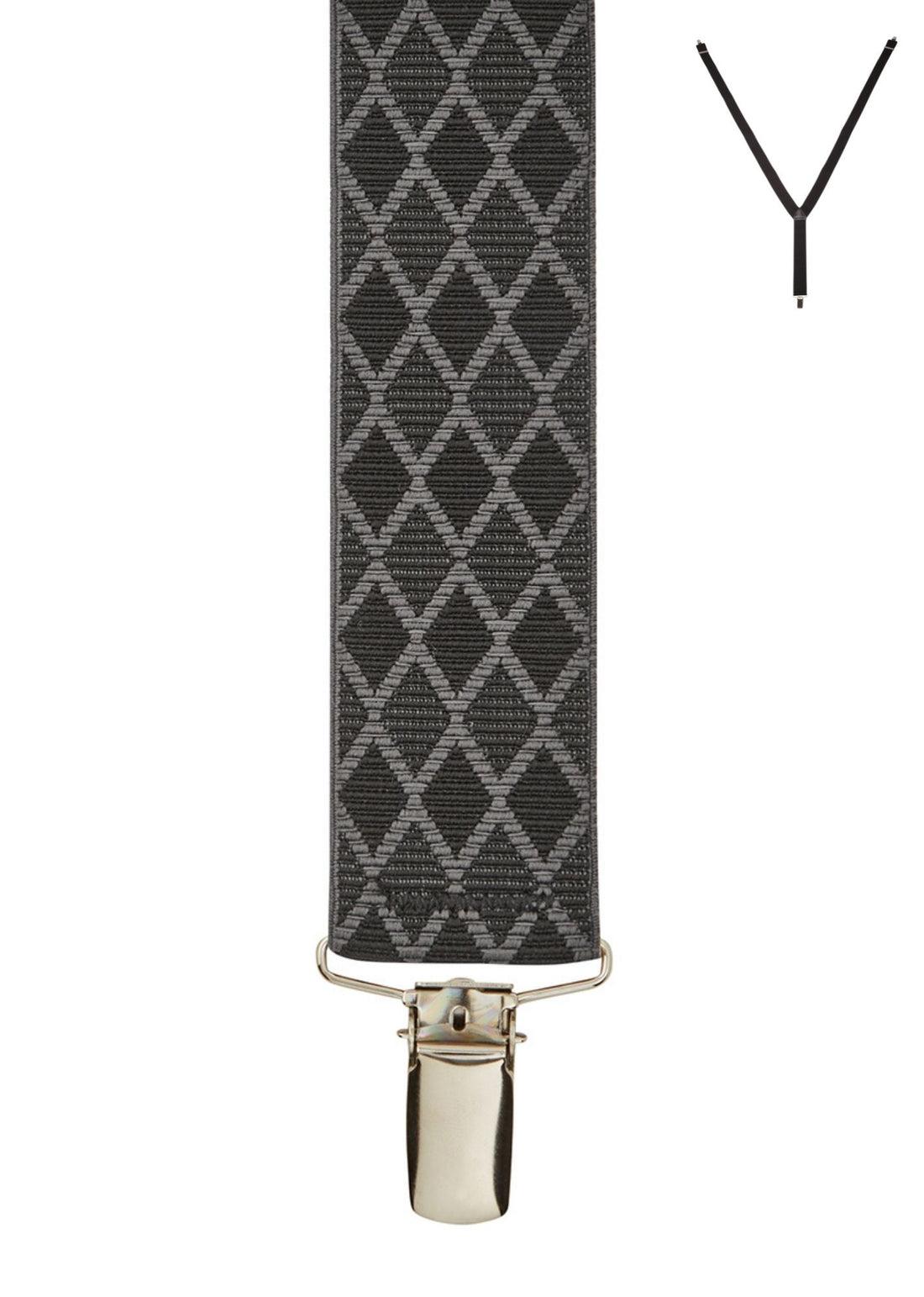 BRACES. Y-Back with Nickel Clips. Harlequin Print. Black. 35mm width.-Braces-PEROZ Accessories