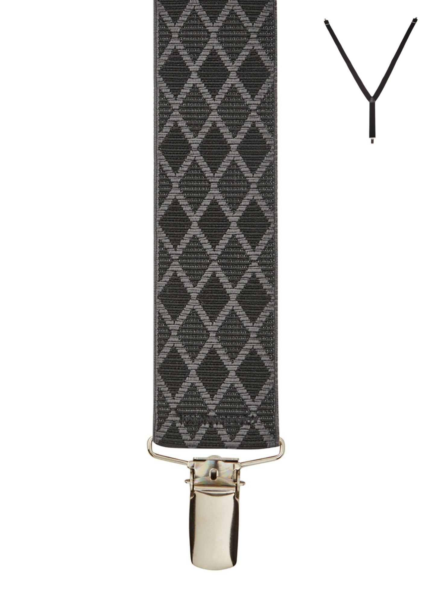 BRACES. Y-Back with Nickel Clips. Harlequin Print. Black. 35mm width.-Braces-PEROZ Accessories