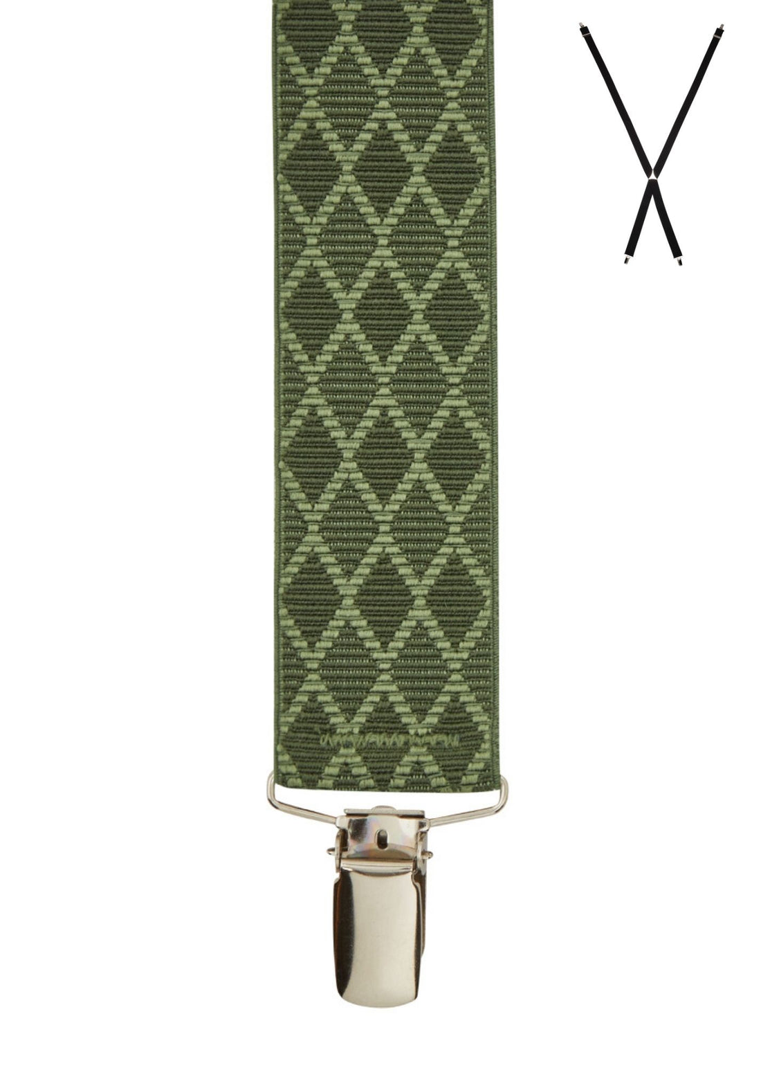 BRACES. X-Back with Nickel Clips. Harlequin Print. Green. 35mm width.-Braces-PEROZ Accessories