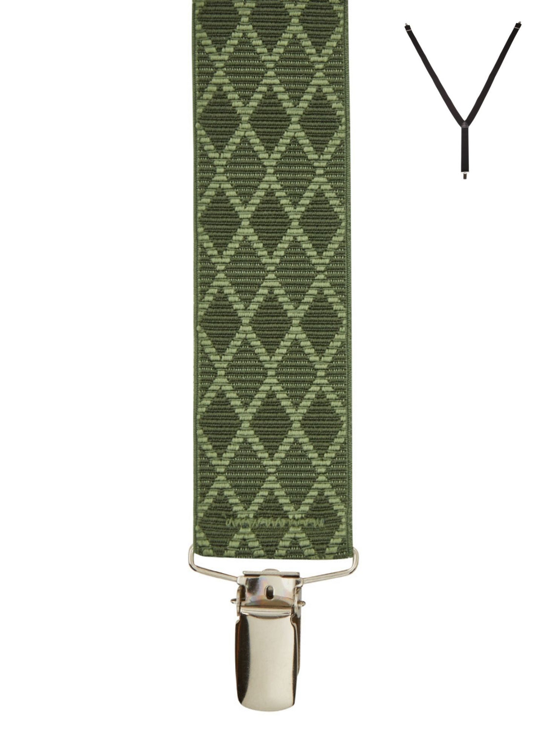 BRACES. Y-Back with Nickel Clips. Harlequin Print. Green. 35mm width.-Braces-PEROZ Accessories
