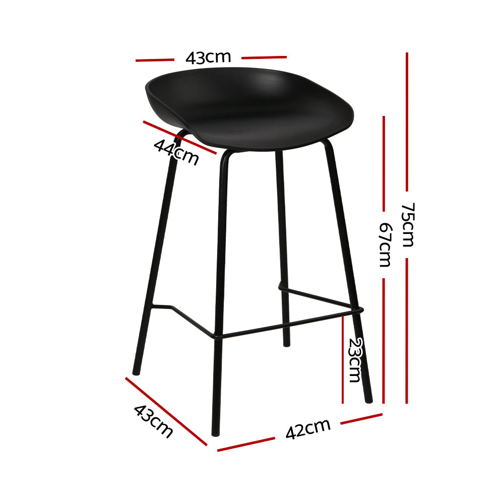 Artiss Set of 2 Metal Bar Stools - Black-Furniture &gt; Bar Stools &amp; Chairs - Peroz Australia - Image - 3