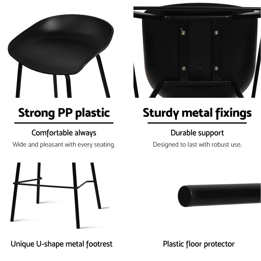 Artiss Set of 2 Metal Bar Stools - Black-Furniture &gt; Bar Stools &amp; Chairs - Peroz Australia - Image - 6