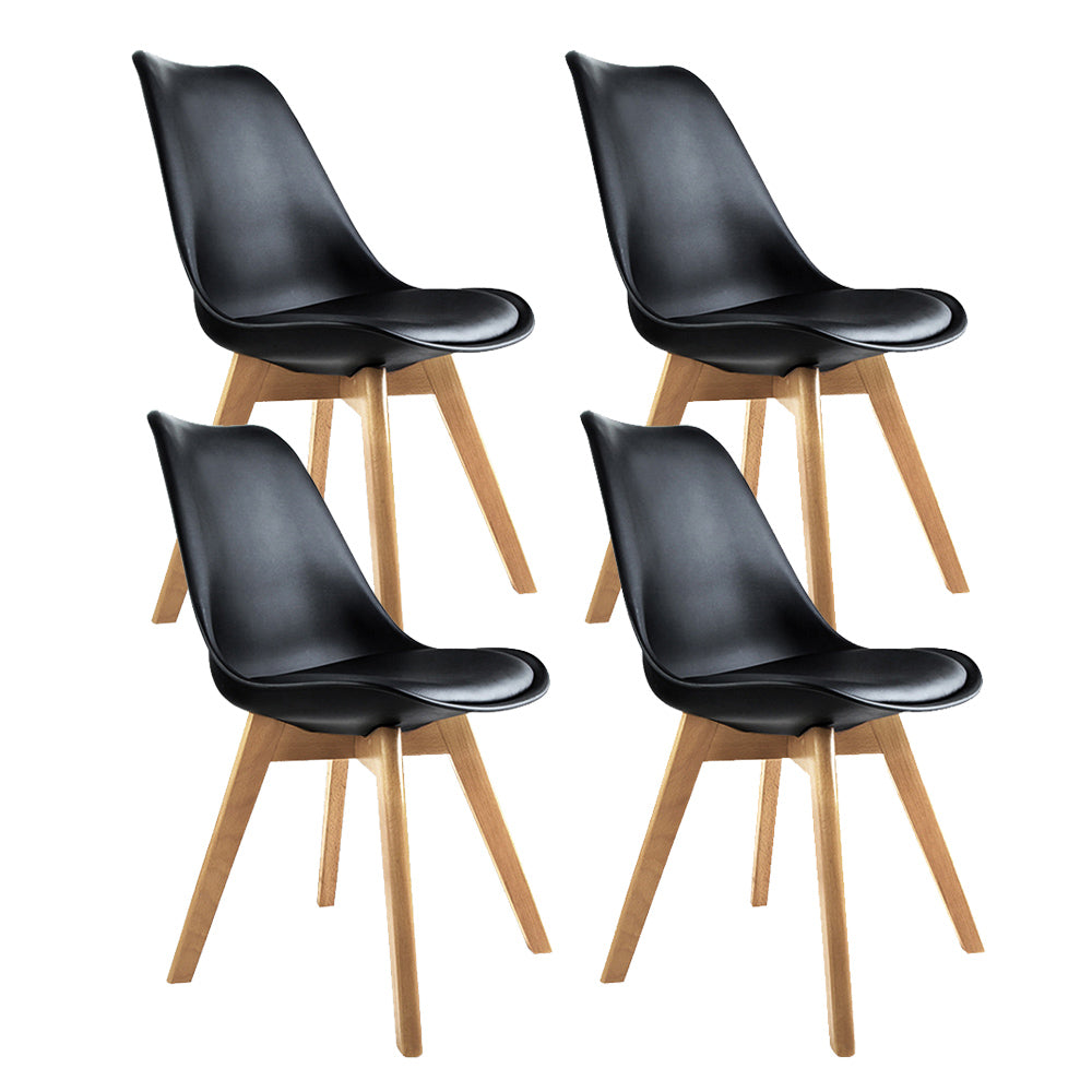 Artiss Set of 4 Padded Dining Chair - Black-Furniture &gt; Dining - Peroz Australia - Image - 1
