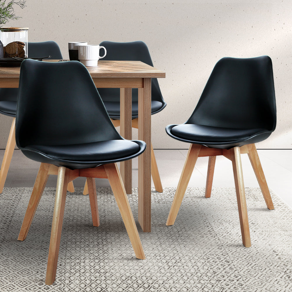 Artiss Set of 4 Padded Dining Chair - Black-Furniture &gt; Dining - Peroz Australia - Image - 8
