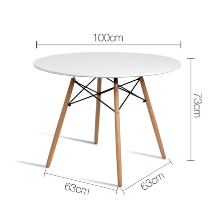Artiss Dining Table 4 Seater Round Replica DSW Eiffel Kitchen Timber White-Furniture &gt; Dining - Peroz Australia - Image - 2