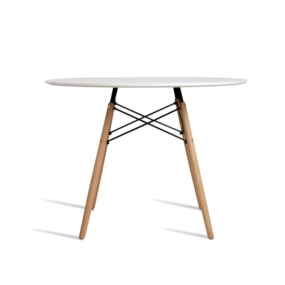 Artiss Dining Table 4 Seater Round Replica DSW Eiffel Kitchen Timber White-Furniture &gt; Dining - Peroz Australia - Image - 3