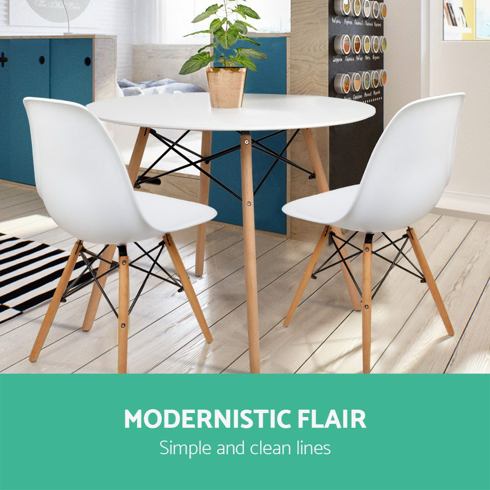 Artiss Dining Table 4 Seater Round Replica DSW Eiffel Kitchen Timber White-Furniture &gt; Dining - Peroz Australia - Image - 6