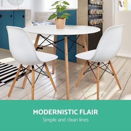 Artiss Dining Table 4 Seater Round Replica DSW Eiffel Kitchen Timber White-Furniture &gt; Dining - Peroz Australia - Image - 6