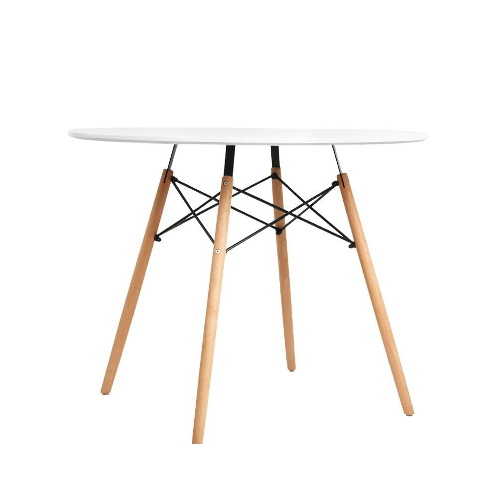 Artiss Dining Table Round 4 Seater Replica Tables Cafe Timber White 90cm-Furniture &gt; Dining - Peroz Australia - Image - 1