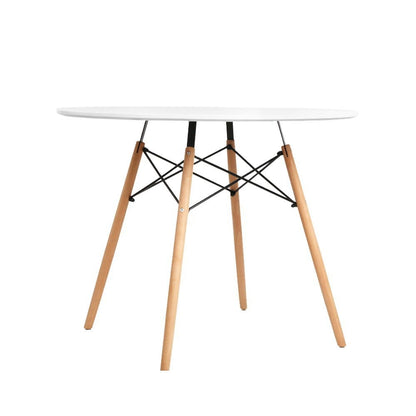 Artiss Dining Table Round 4 Seater Replica Tables Cafe Timber White 90cm-Furniture &gt; Dining - Peroz Australia - Image - 1