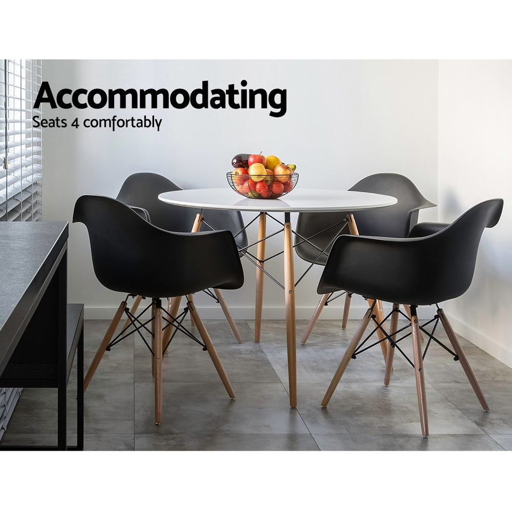 Artiss Dining Table Round 4 Seater Replica Tables Cafe Timber White 90cm-Furniture &gt; Dining - Peroz Australia - Image - 4