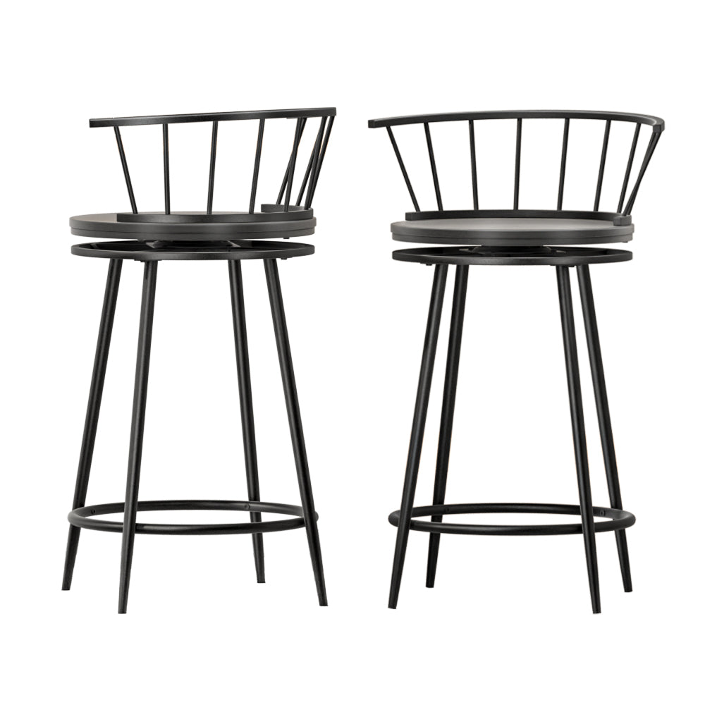 Artiss Bar Stools Kitchen Stools Wooden Dining Chair Swivel Metal Chairs x2-Furniture &gt; Bar Stools &amp; Chairs-PEROZ Accessories