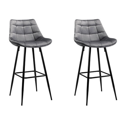 Artiss Set of 2 Velvet Bar Stools - Grey-Furniture &gt; Bar Stools &amp; Chairs - Peroz Australia - Image - 1