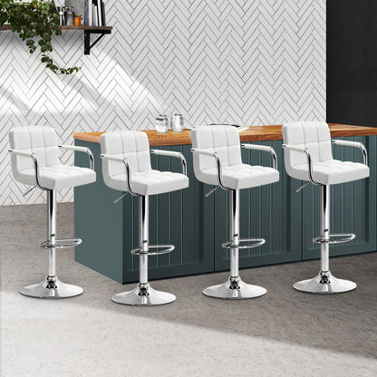 Artiss Set of 4 Bar Stools Gas lift Swivel - Steel and White-Furniture &gt; Bar Stools &amp; Chairs - Peroz Australia - Image - 8