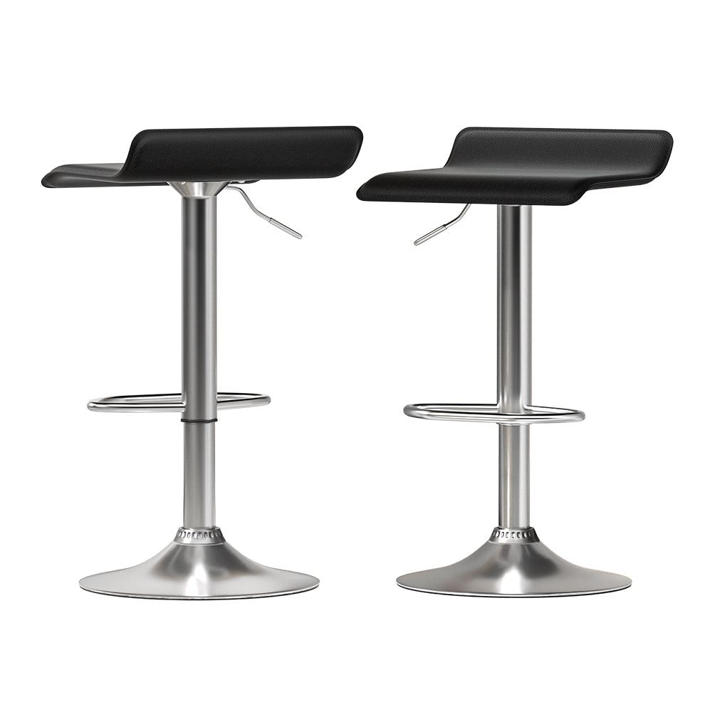 Artiss Bar Stools Kitchen Stool Chairs Dining Gas Lift PU Leather Black x2-Furniture &gt; Bar Stools &amp; Chairs-PEROZ Accessories