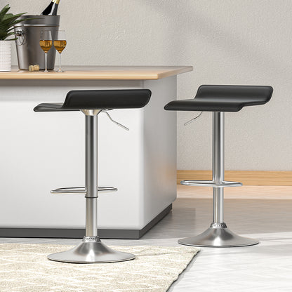 Artiss Bar Stools Kitchen Stool Chairs Dining Gas Lift PU Leather Black x2-Furniture &gt; Bar Stools &amp; Chairs-PEROZ Accessories