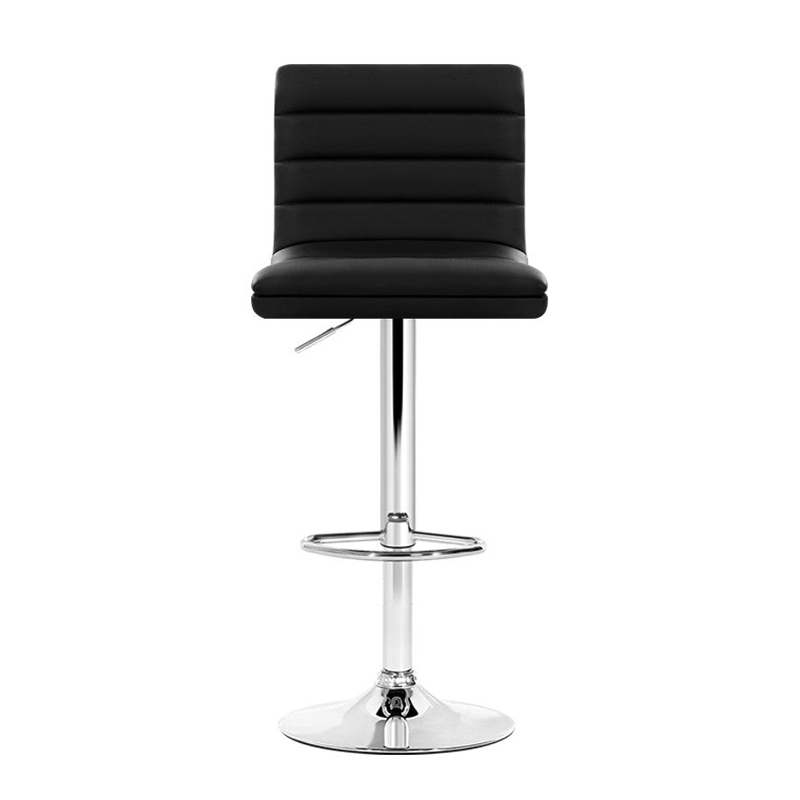 Artiss Set of 4 PU Leather Lined Pattern Bar Stools- Black and Chrome-Furniture &gt; Bar Stools &amp; Chairs - Peroz Australia - Image - 3