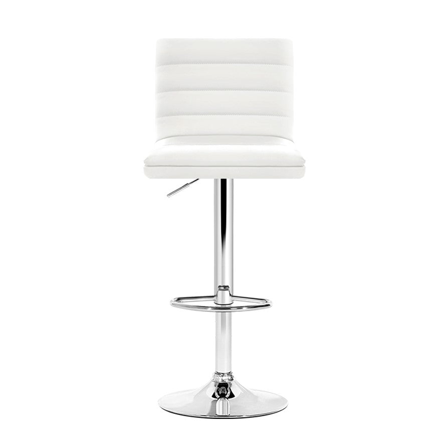 Artiss Set of 4 PU Leather Lined Pattern Bar Stools- White and Chrome-Furniture &gt; Bar Stools &amp; Chairs - Peroz Australia - Image - 3