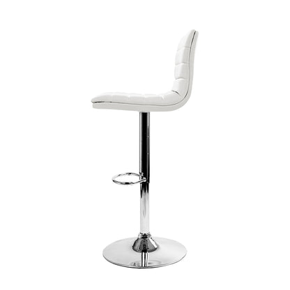 Artiss Set of 4 PU Leather Lined Pattern Bar Stools- White and Chrome-Furniture &gt; Bar Stools &amp; Chairs - Peroz Australia - Image - 4