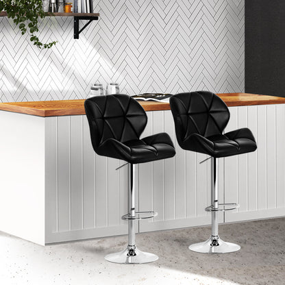 Artiss Set of 2 Kitchen Bar Stools - Black and Chrome-Furniture &gt; Bar Stools &amp; Chairs - Peroz Australia - Image - 1