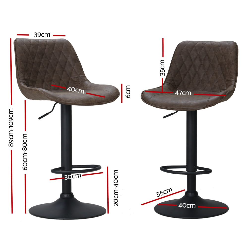 Artiss Set of 2 Bar Stools Kitchen Stool Chairs Metal Barstool Dining Chair Brown Rushal-Furniture &gt; Bar Stools &amp; Chairs - Peroz Australia - Image - 2