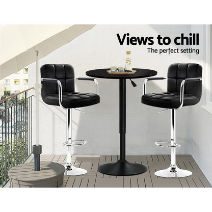 Artiss Bar Table Kitchen Tables Swivel Round Metal Black-Furniture &gt; Dining - Peroz Australia - Image - 6