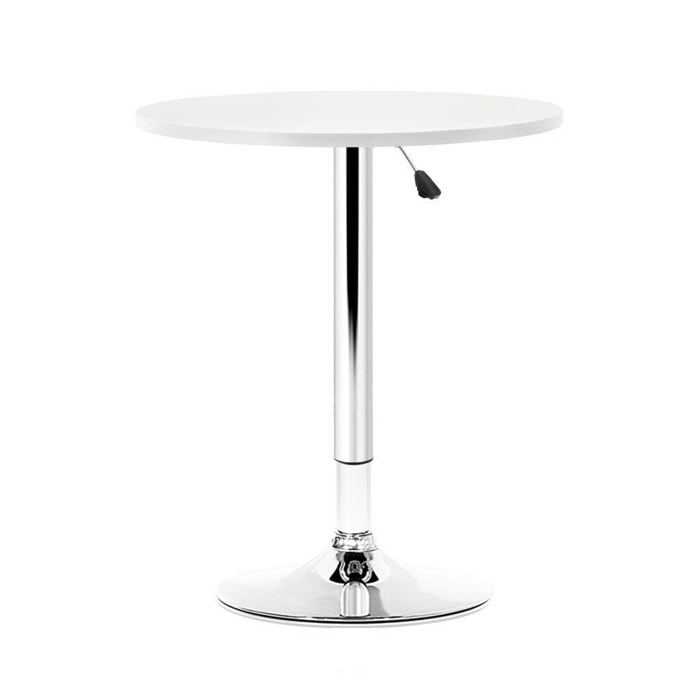 Artiss Bar Table Kitchen Tables Swivel Round Metal White-Furniture &gt; Dining - Peroz Australia - Image - 2