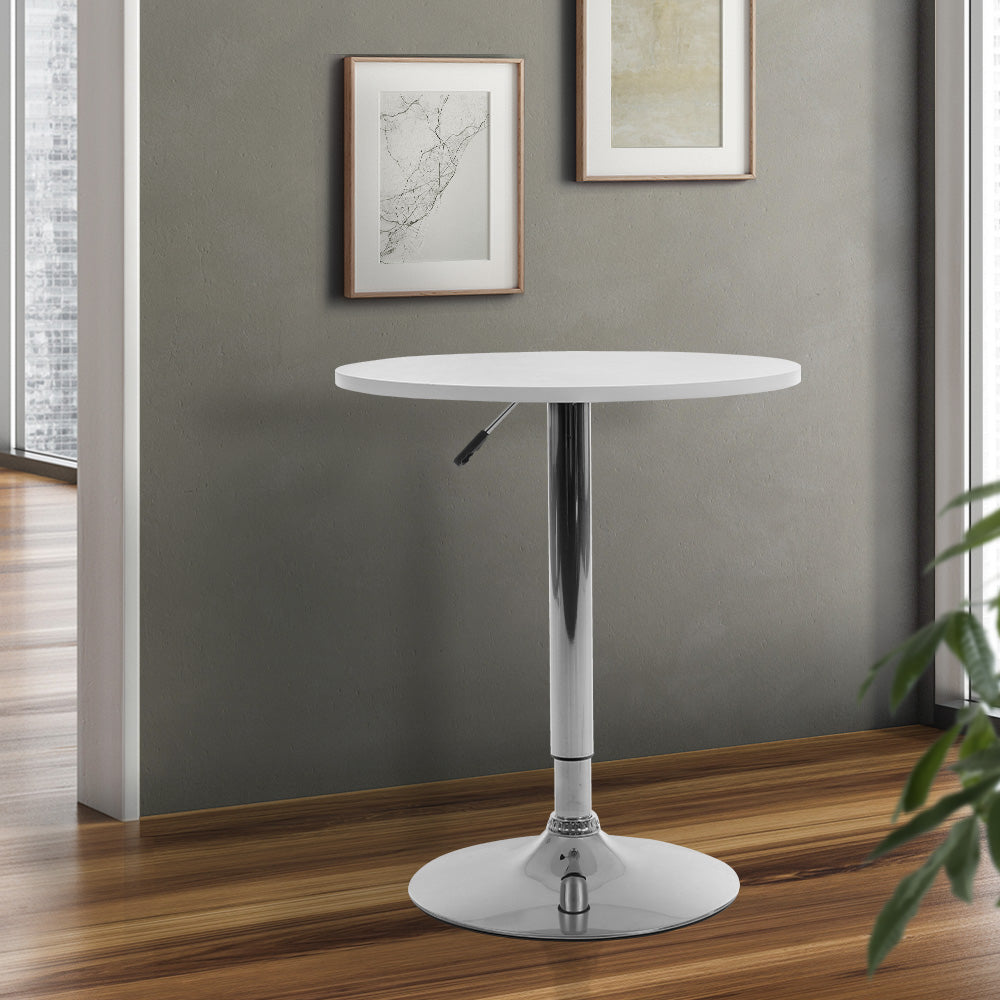 Artiss Bar Table Kitchen Tables Swivel Round Metal White-Furniture &gt; Dining - Peroz Australia - Image - 1