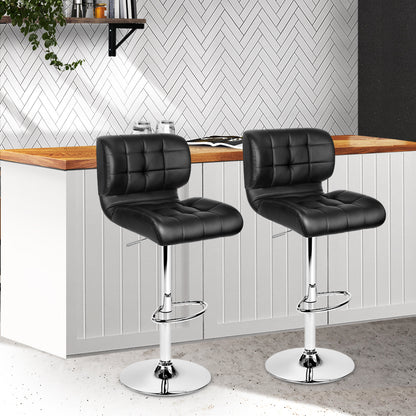 Artiss Set of 2 PU Leather Gas Lift Bar Stools - Black and Chrome-Furniture &gt; Bar Stools &amp; Chairs - Peroz Australia - Image - 1