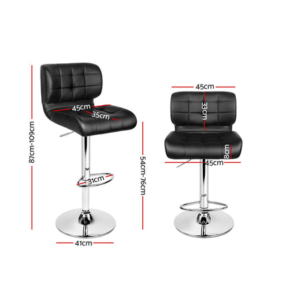 Artiss Set of 4 PU Leather Gas Lift Bar Stools - Black and Chrome-Furniture &gt; Bar Stools &amp; Chairs - Peroz Australia - Image - 2